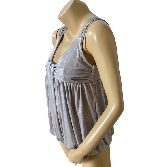 INC Womens Petite Size Small PS Silver Sleeveless Animal Print Bubble Tank Shirt - Picture 2 of 7